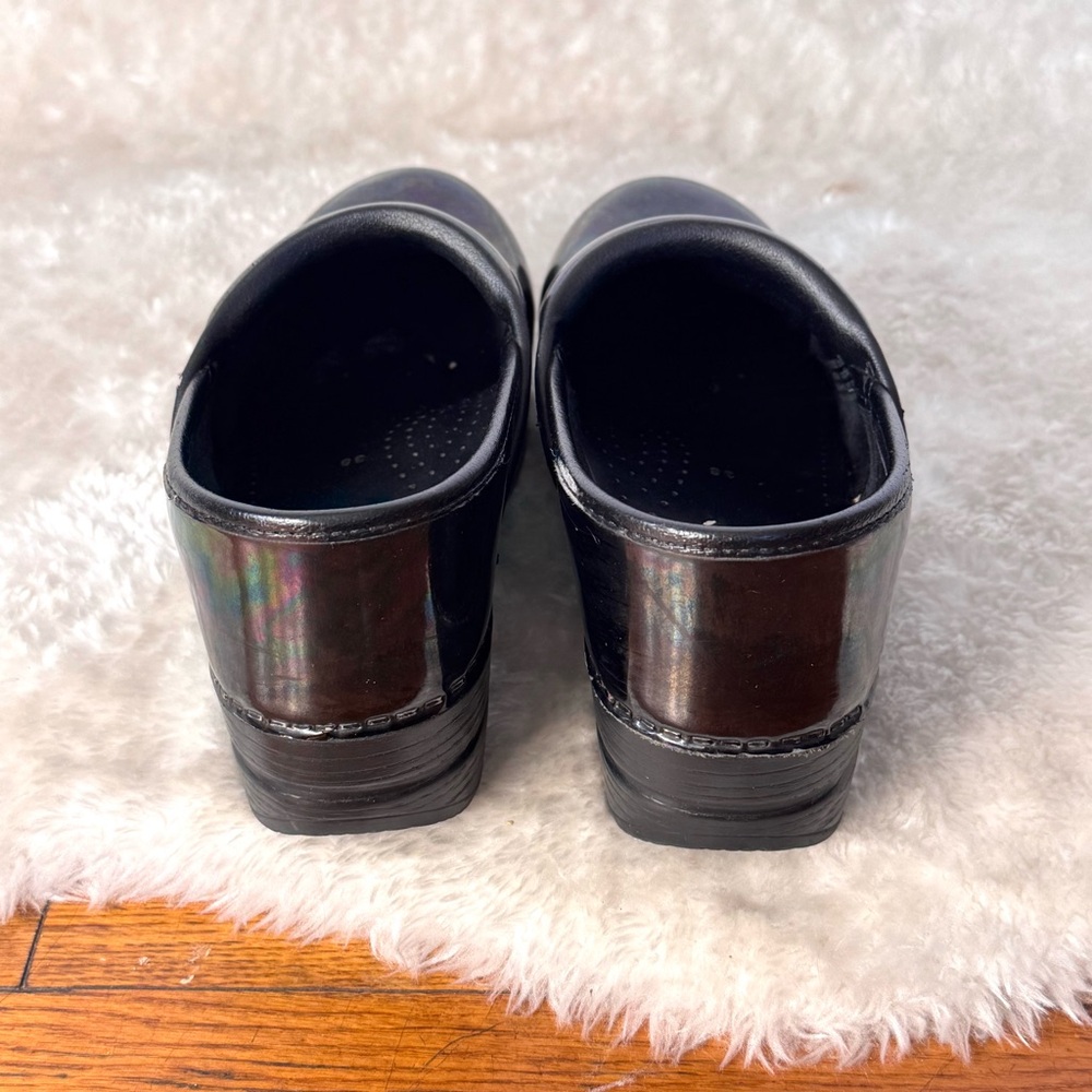 Dansko Professional Leather Clogs Petrol Patent Black Footwear Sz 8 - Picture 7 of 10